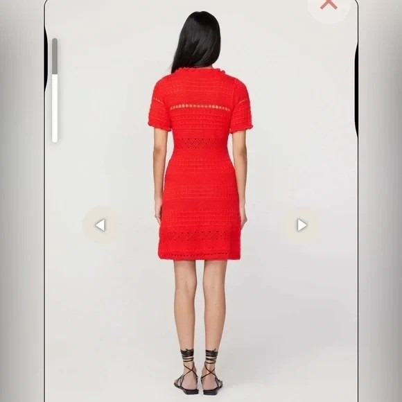 Kitri Leonie Crochet Knit Mini Dress Bodycon Size Large Red Bohemian Nwt Flirty — image 5 of 8